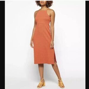 MADEWELL BURNT ORANGE CROSSHATCH TEXTURE KNEE-LENGTH APRON CAMI DRESS Sz XXL